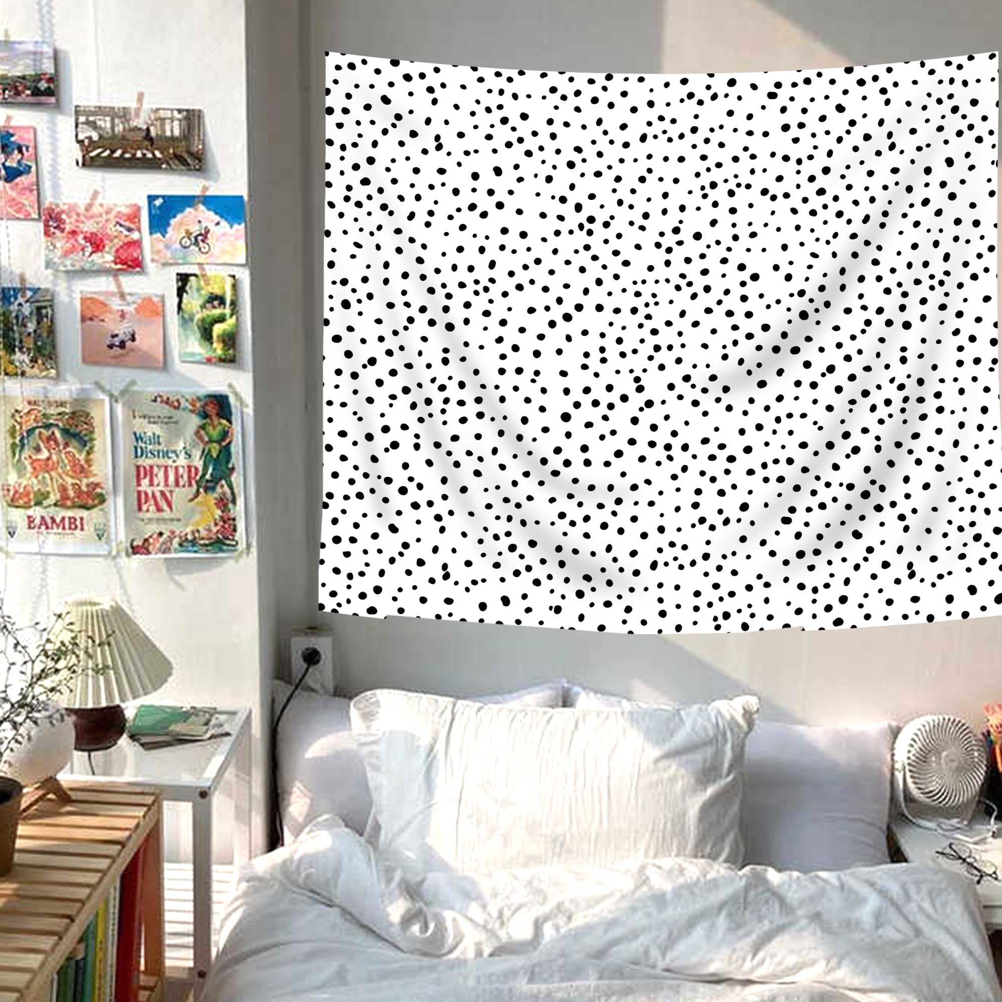 Amazon.com: SVBright Black White Tapestry 59Wx51H Inch Polka